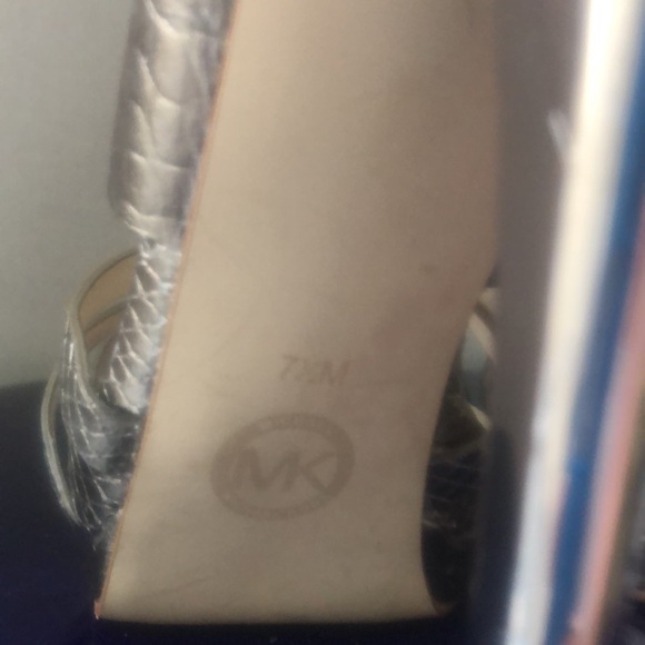 Michael kors NADJA leather embossed metallic platform high heel bronze pewter - Picture 10 of 16